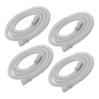 Four white hoses with gray connectors on a white background
