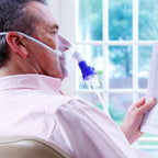 adult sidestream nebulizer mask in use