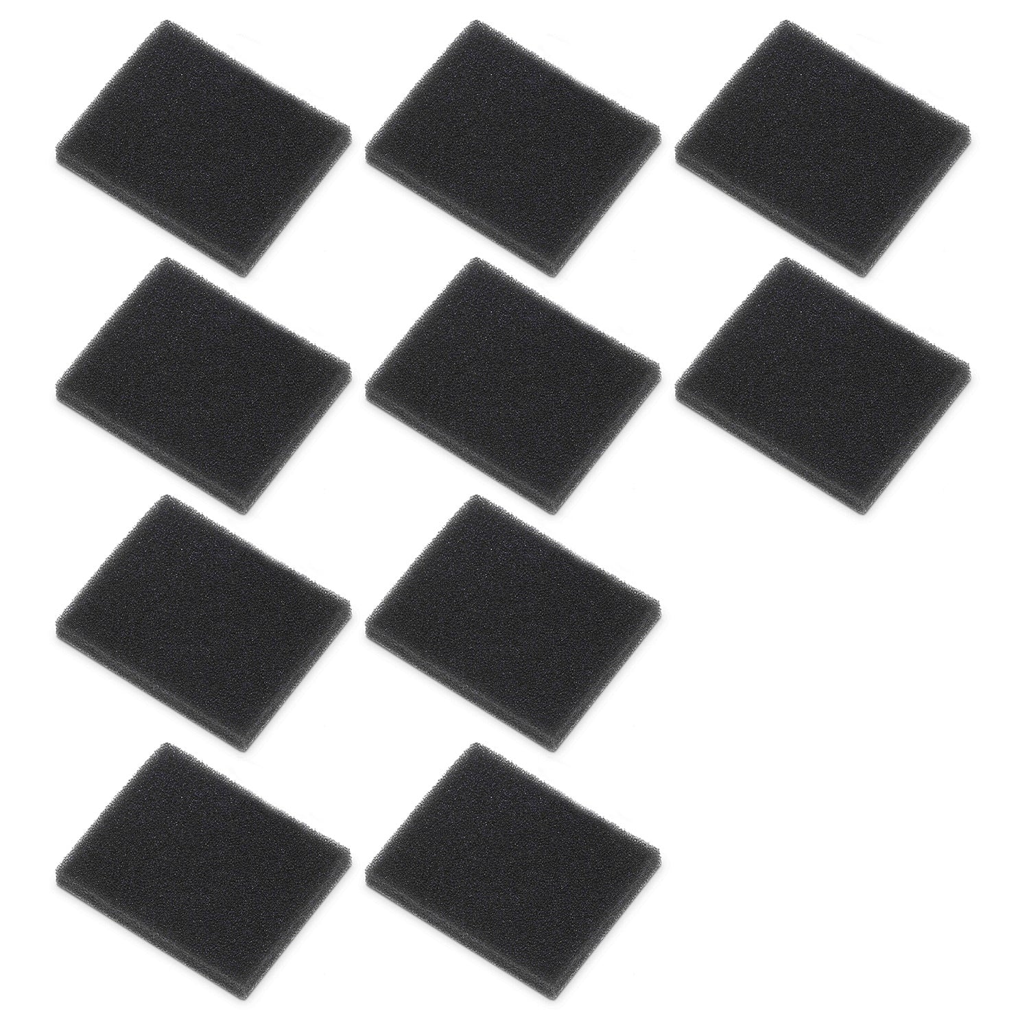 black square foam filters arranged in a grid on a white background