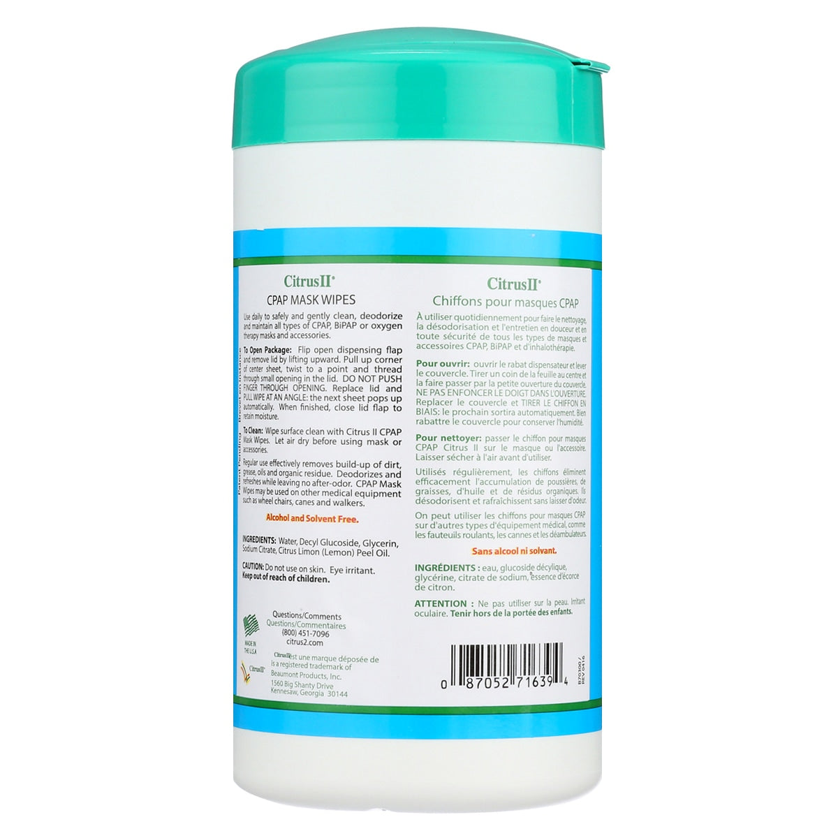 Citrus II CPAP Mask & Tube Cleaning Wipes