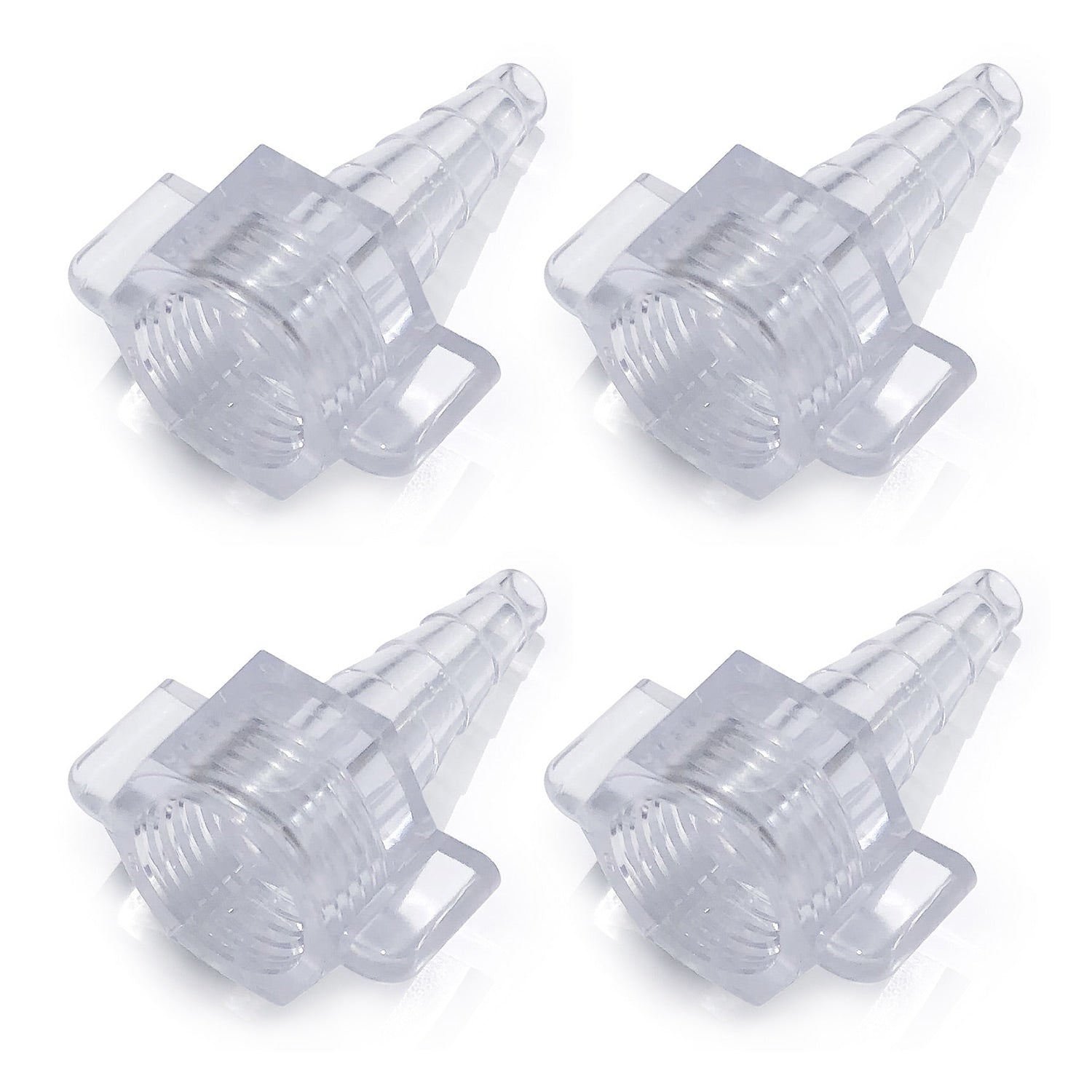 4 pack of Clear nipple nut stem oxygen Christmas tree adapters 