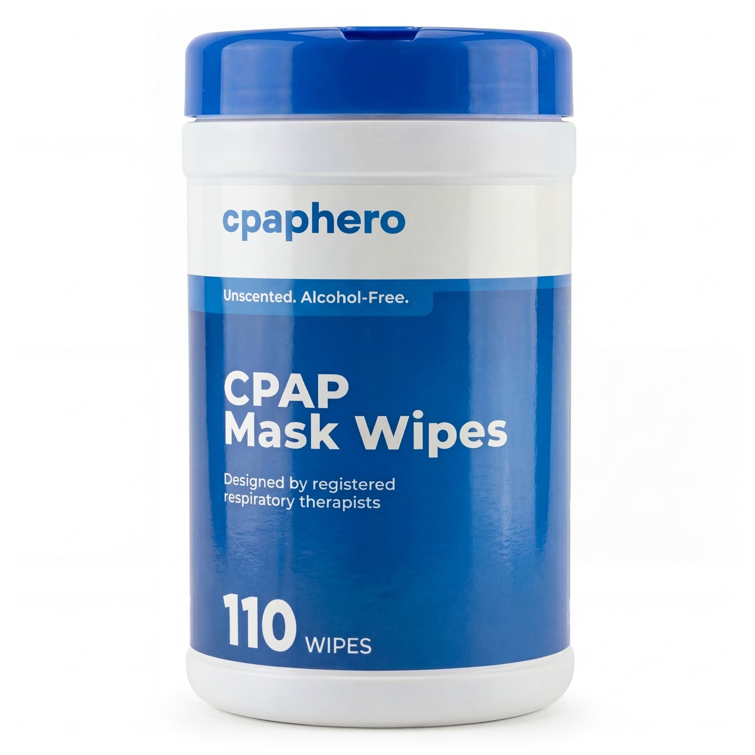 Container of cpaphero CPAP Mask Wipes on a white background