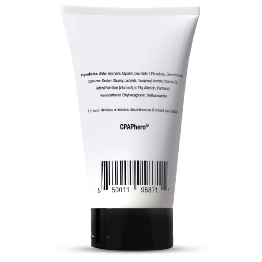 Tube of CPAPhero product with label and barcode on a white background