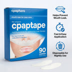 Box of cpaptape with product features on a white background
