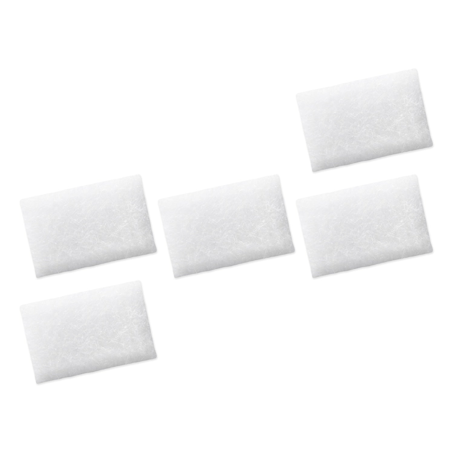 Five white square filters on a white background