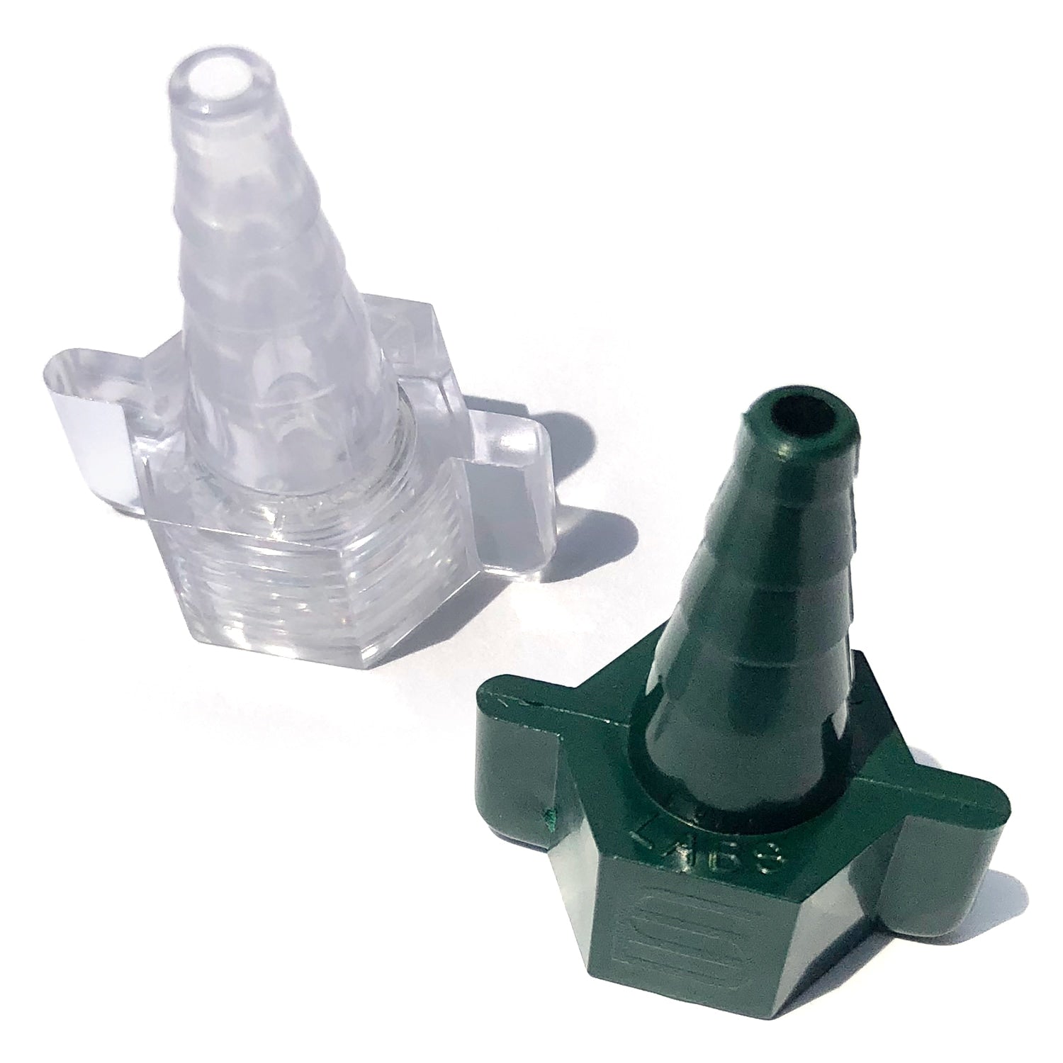 Clear Nipple Nut-and-Stem 'Christmas Tree' Adapter for Oxygen