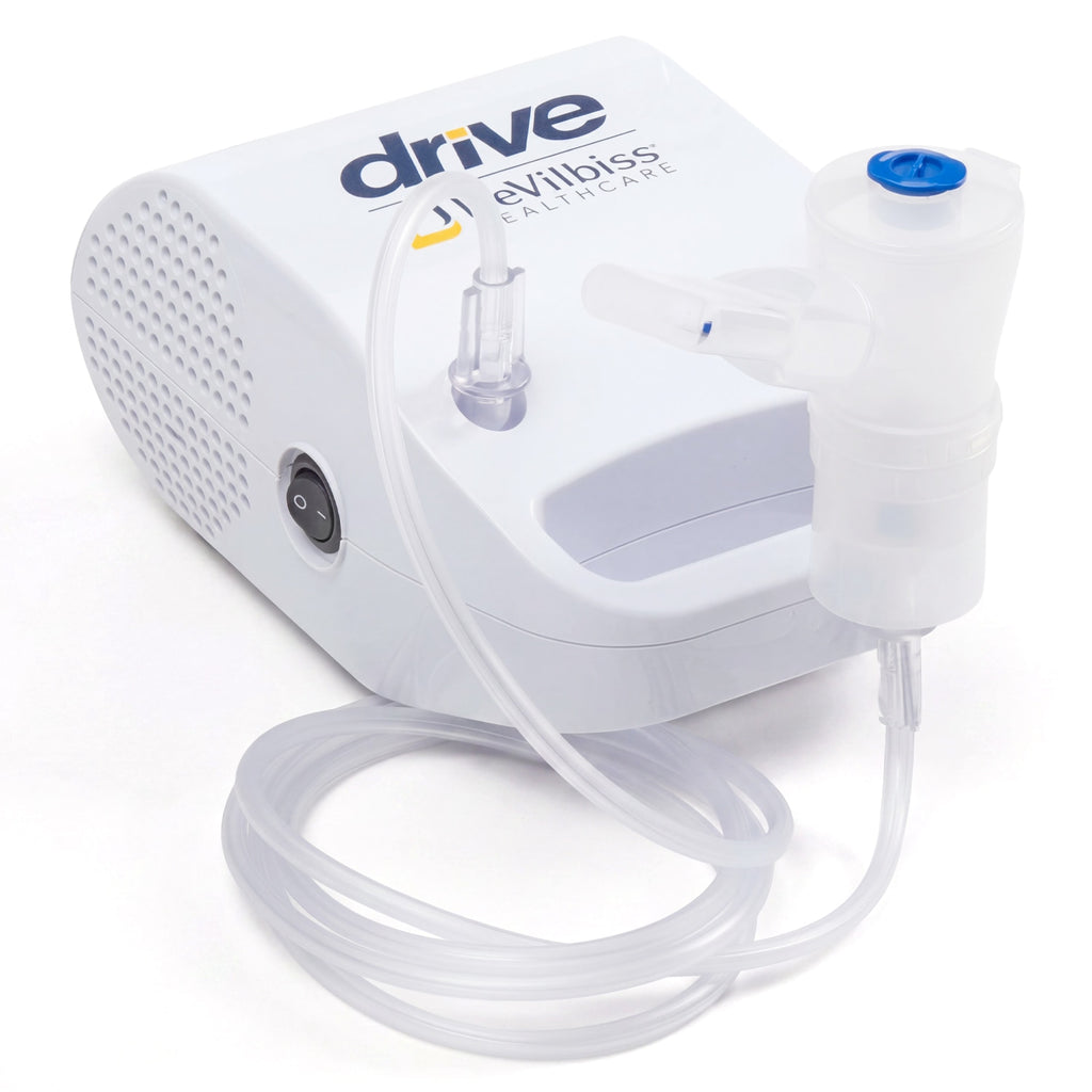 White MQ5900 Compressor Nebulizer with 'Devilbiss Healthcare' branding on a white background
