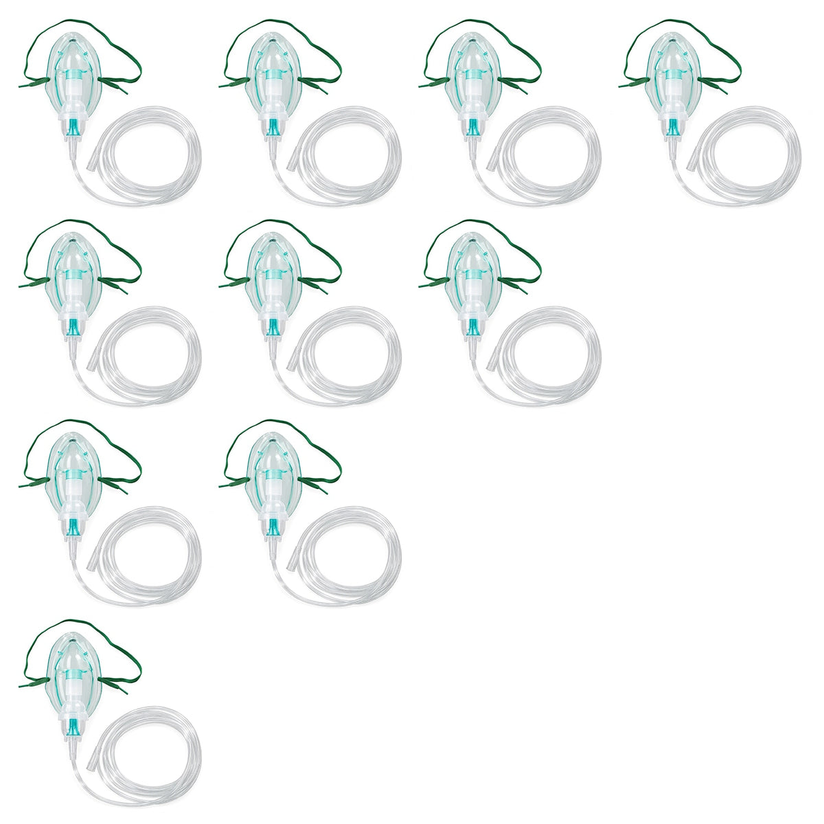 Ten pack of disposable nebulizer kits with adult masks