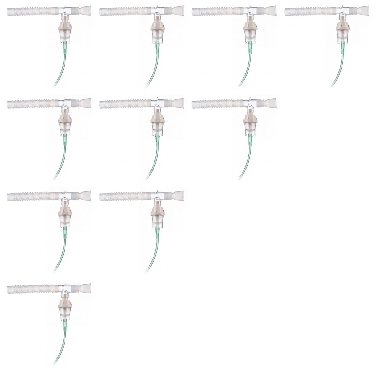 Ten Pack of reusable nebulizers with T piece