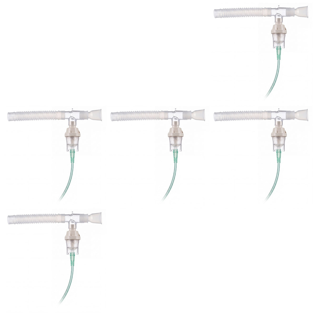 Five Pack of reusable nebulizers with T piece