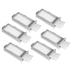 Set of 6 rectangular filters with silver frames on a white background