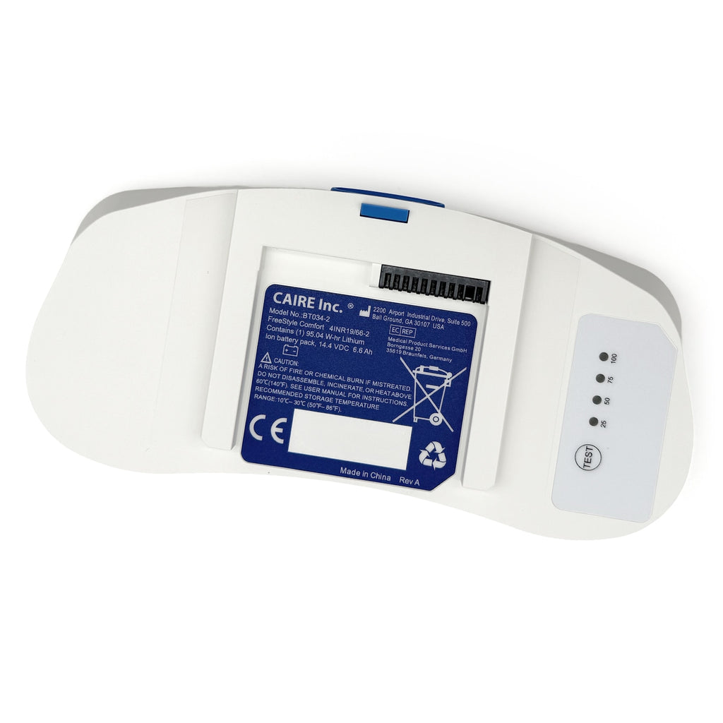 Top view of an 8 cell standard battery for a freestyle comfort portable oxygen concentrator 