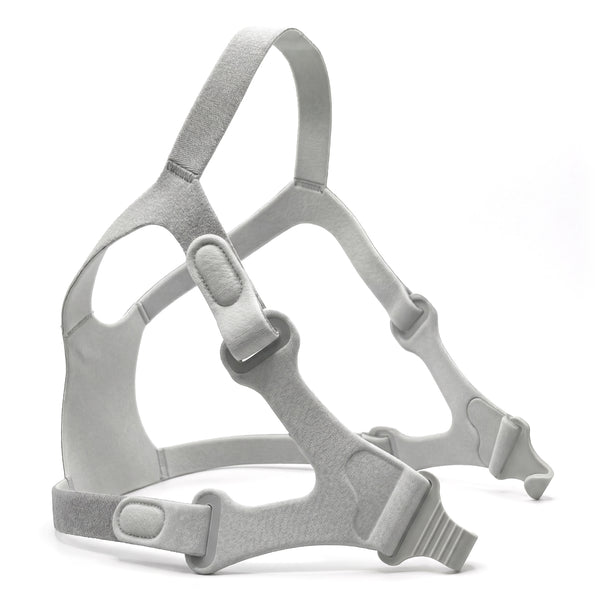 Gray headgear with straps on a white background