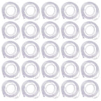 Twenty-five clear oxygen cannulas, each coiled and shown in a grid pattern against a plain white background.