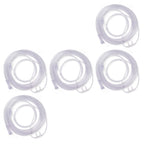 Five clear plastic nasal cannula tubes arranged on a plain white background.