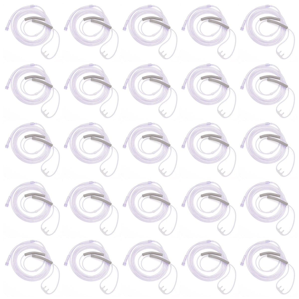 Twenty five pack of Hudson soft nasal cannulas with foam ear wraps