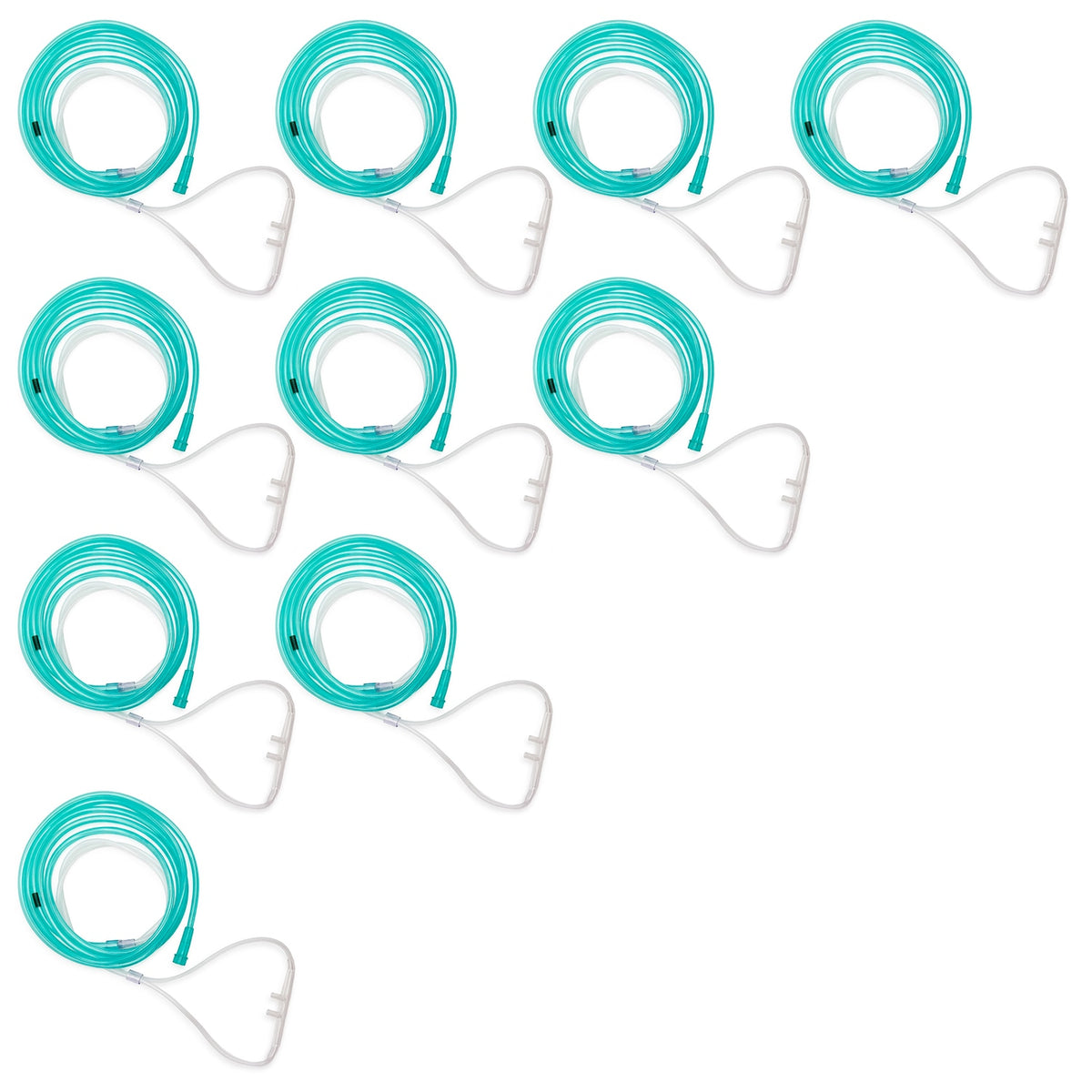 Ten pack of Hudson super soft high flow green nasal cannulas