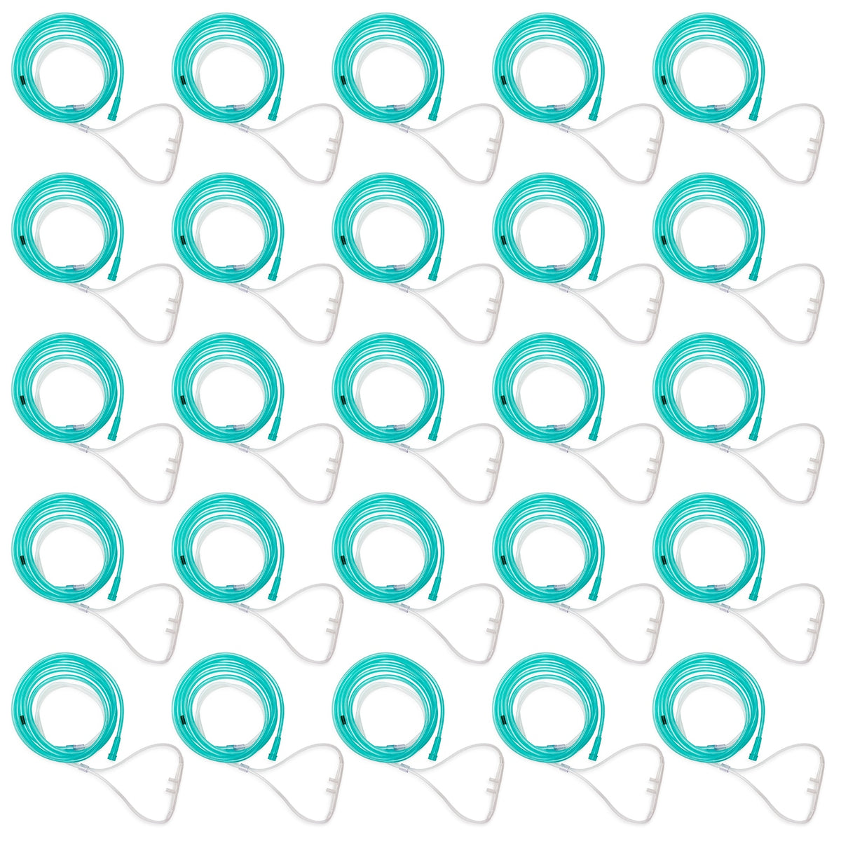 Twenty five pack of Hudson super soft high flow green nasal cannulas
