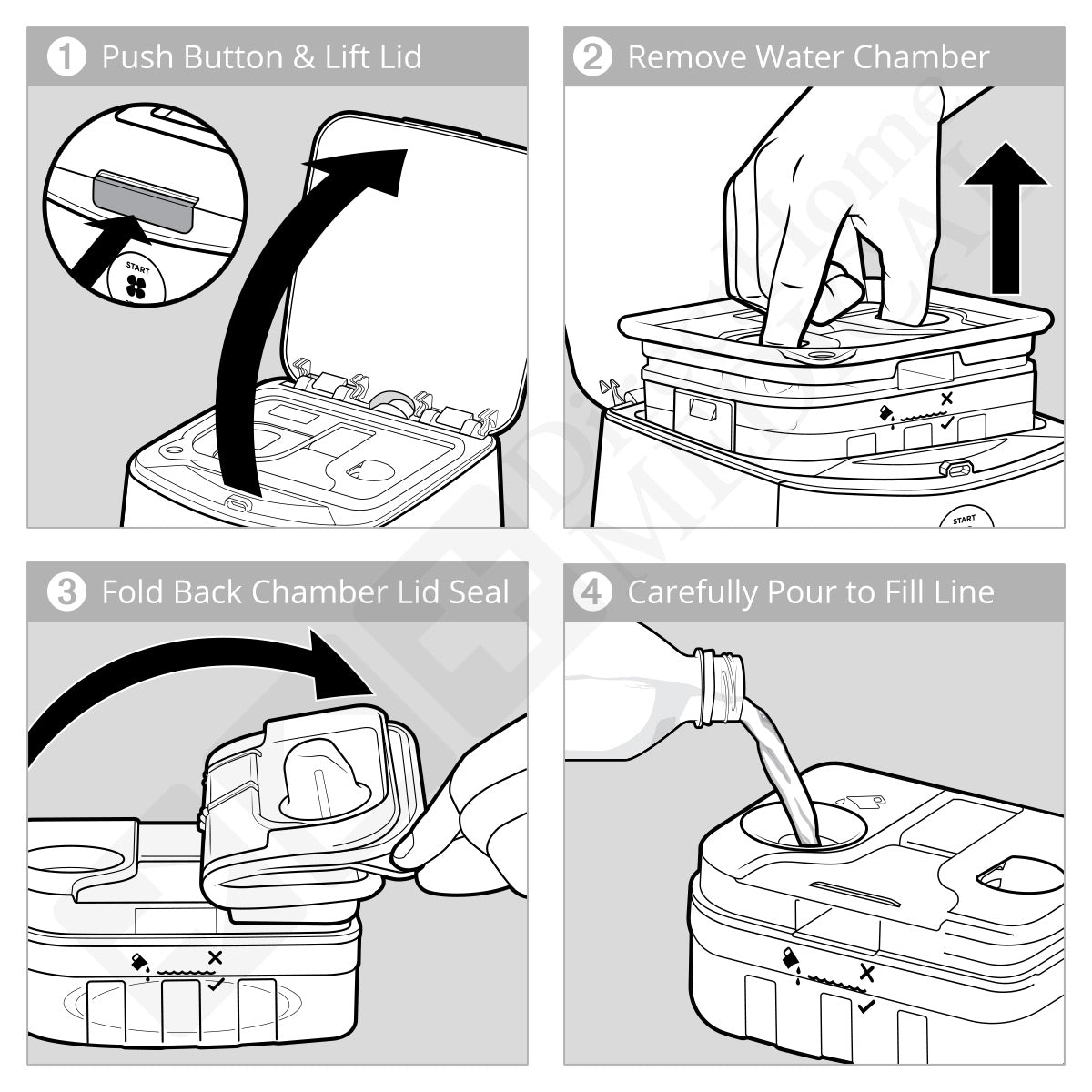 humidifier water chamber filling diagram fp sleepstyle cpap