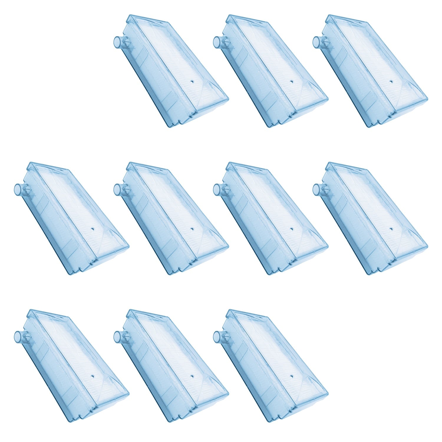 Ten light blue translucent EverFlo Filters