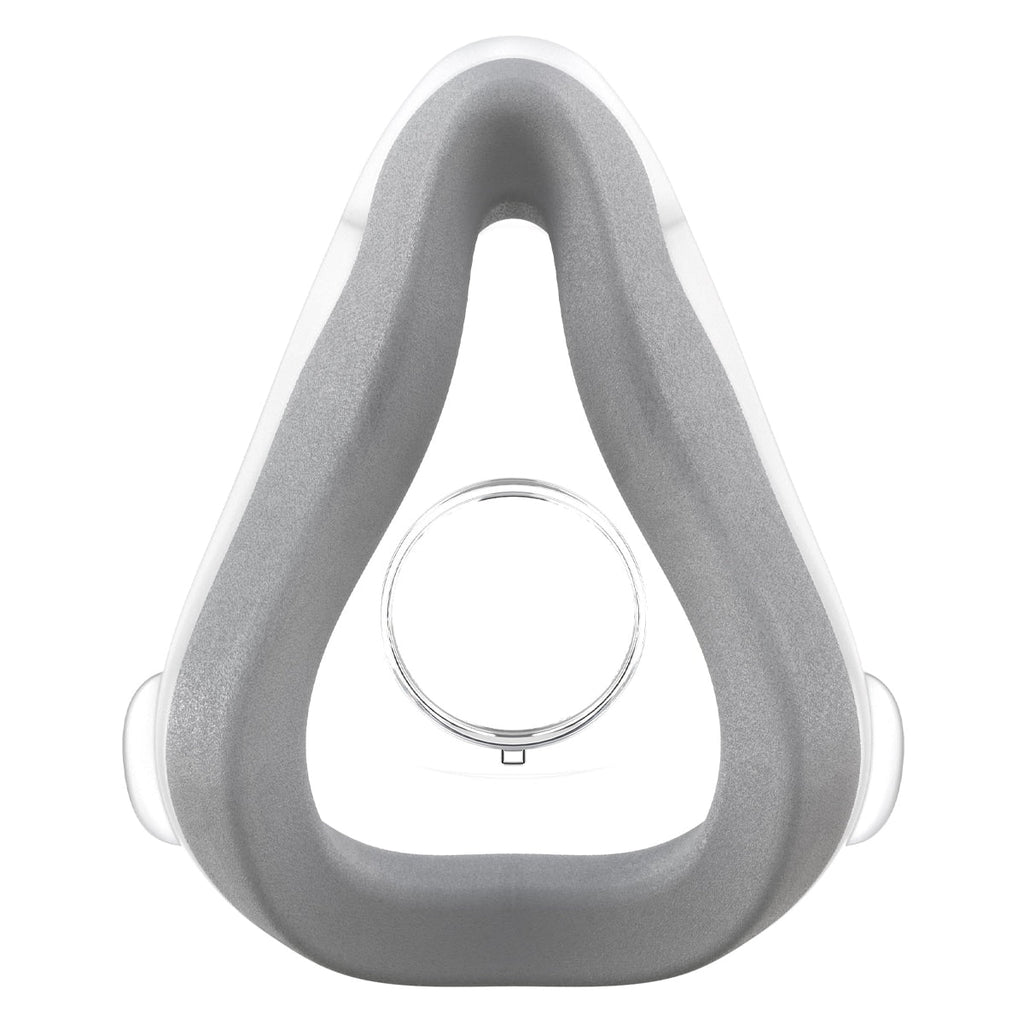 Gray silicone mask cushion on a white background