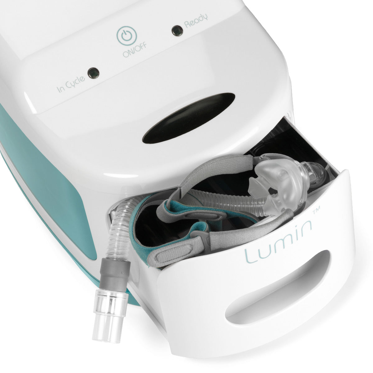 lumin cpap bipap cleaner with drawer open