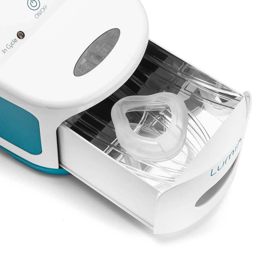 lumin cpap sanitizer drawer open with rack detail