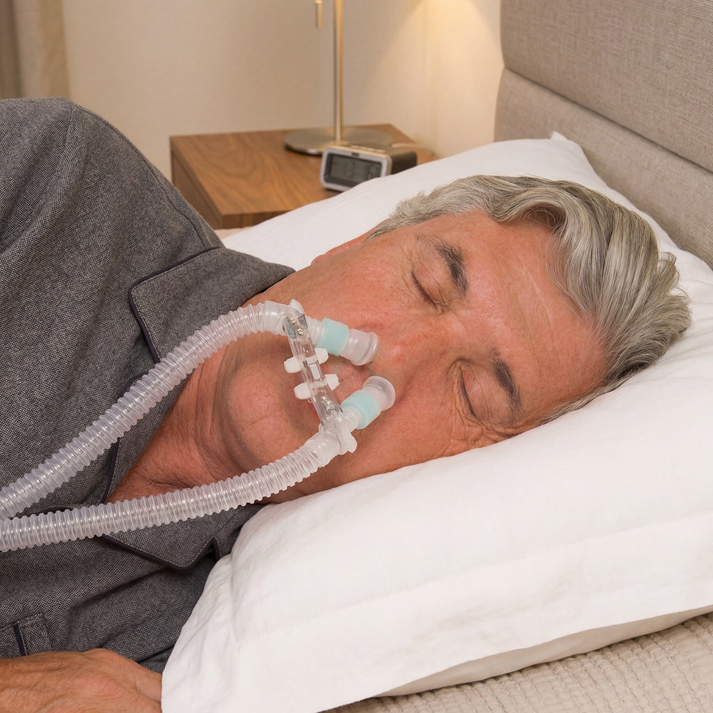 Person using a CPAP machine while sleeping