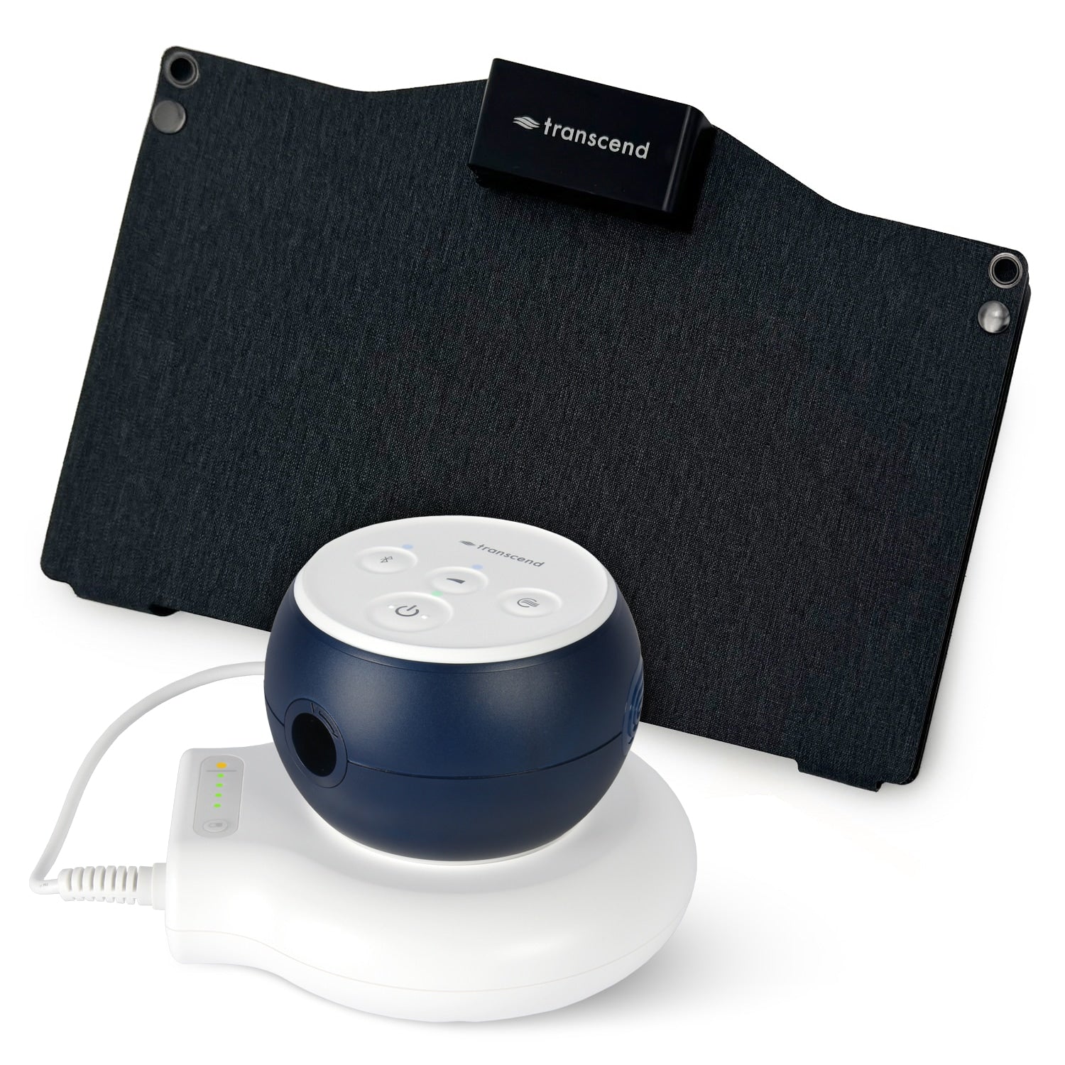 Blue Transcend with battery pack and solar charger 