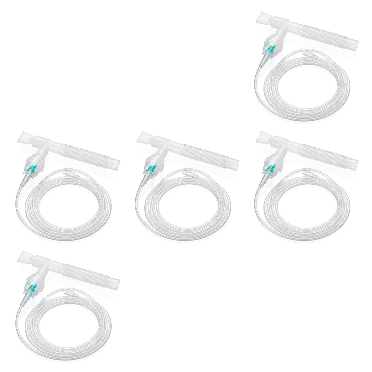 Five Pack of reusable nebulizers with T piece