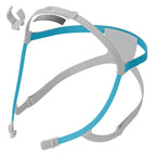 Nova Nasal PAP Mask Headgear with blue and gray straps on a white background