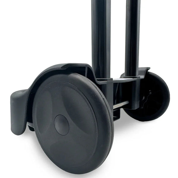 Close up of o2 Concepts Oxlife Liberty travel cart wheels 