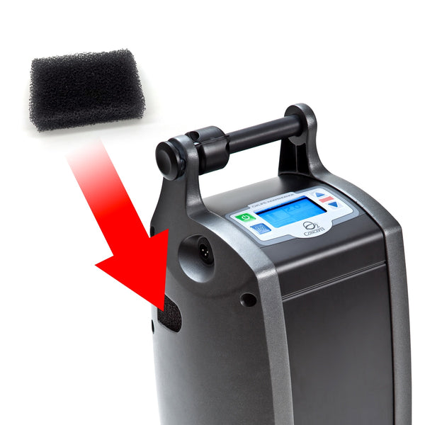 oxlife independence portable oxygen concentrator air inlet filter placement