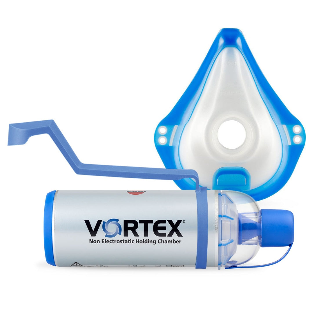 pari vortex valved holding chamber with adult mask and one handed operation aid