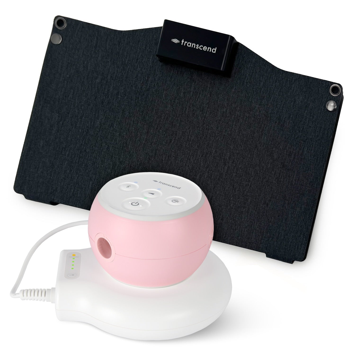 Pink Transcend with battery pack and solar charger 