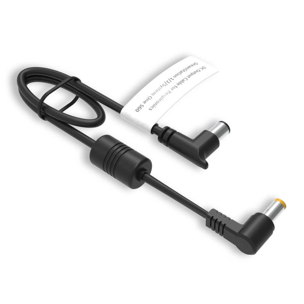 Black adapter cable with connectors on a white background