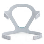 A light gray headgear with adjustable side tabs, shown on a clean white background.