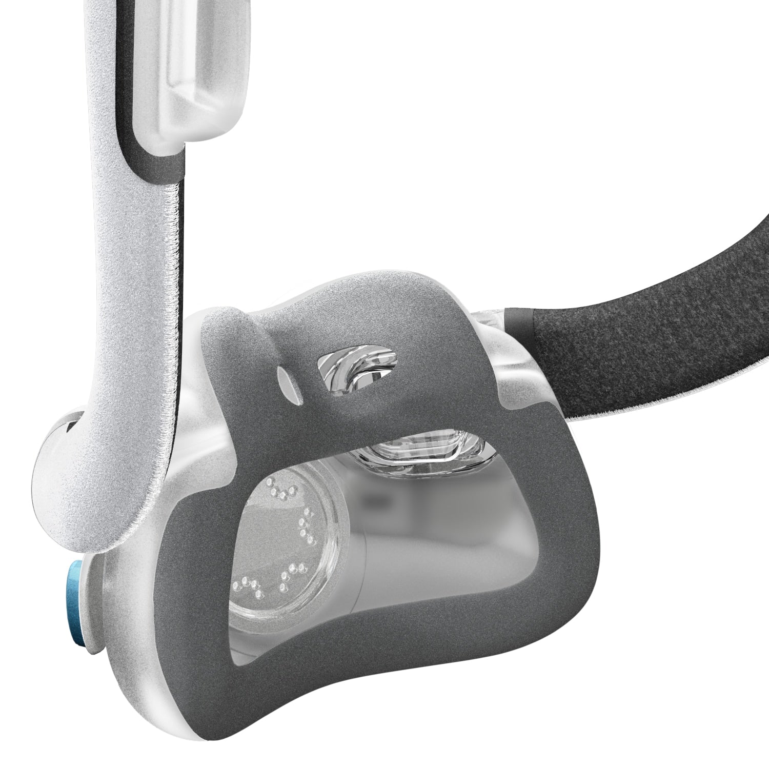 CPAP mask with hose on a white background