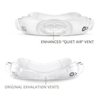 Cradle nasal cushion with labeled 'Enhanced Quiet Air Vent' and 'Original Exhalation Vents' on a white background