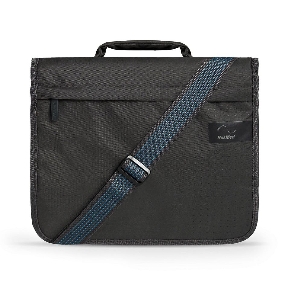 Charcoal bag with strap on a white background