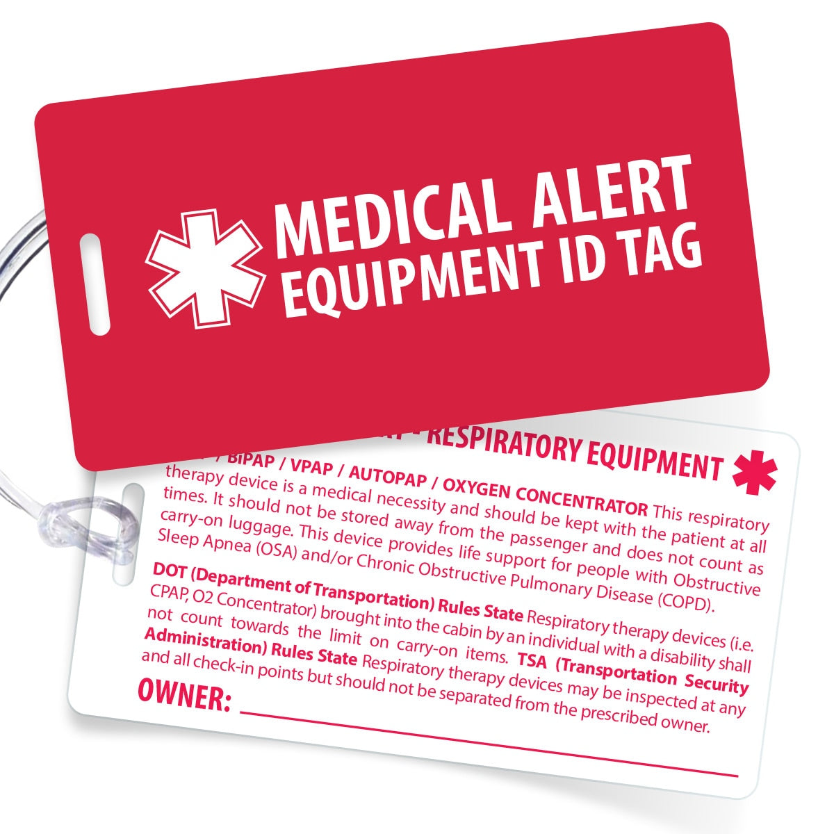 respiratory medical alert luggage tag cpap oxygen