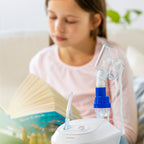 sidestream pediatric aerosol mask shown on innospire compressor
