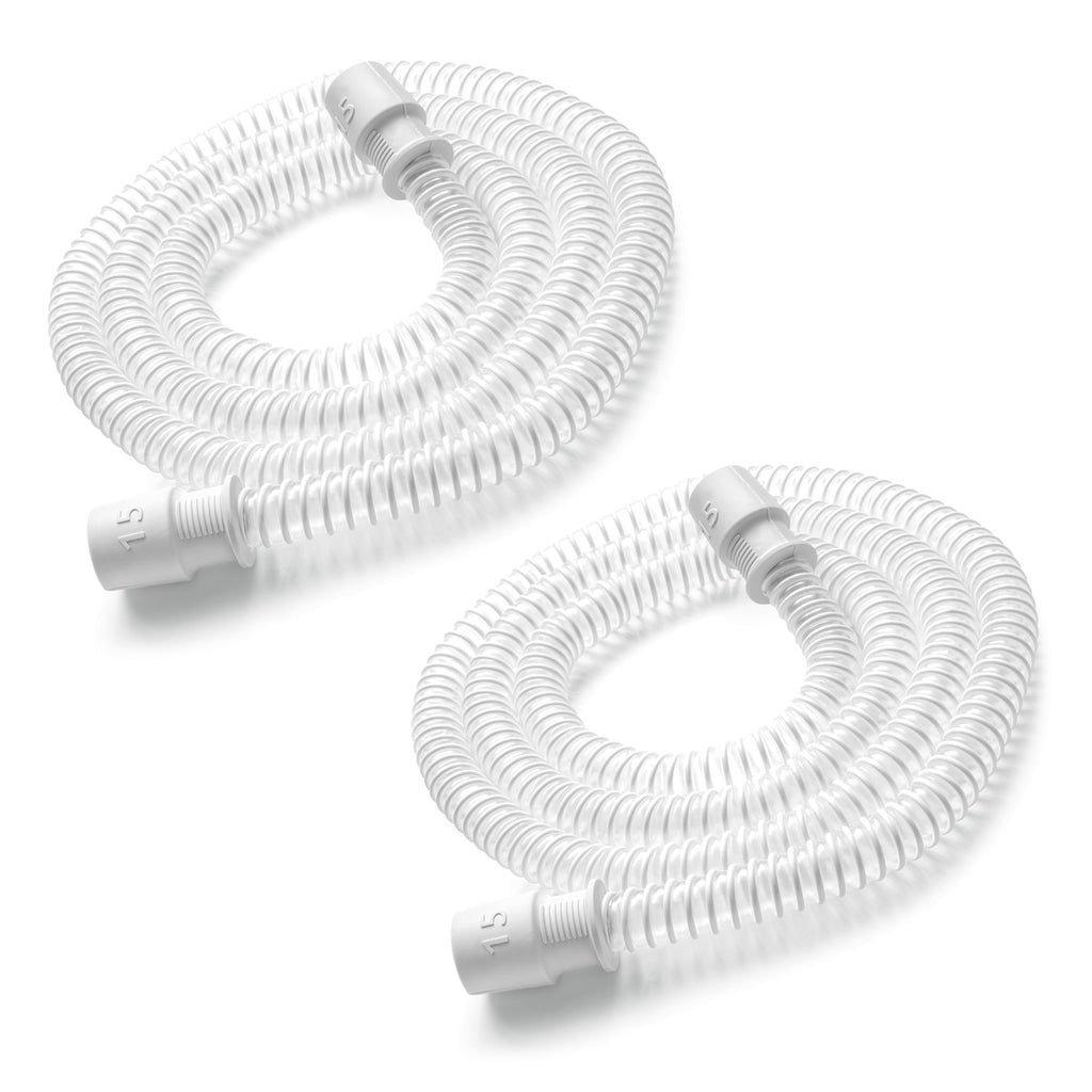 White flexible hoses on a white background