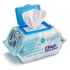 Snugell CPAP mask wipes packaging with a white background