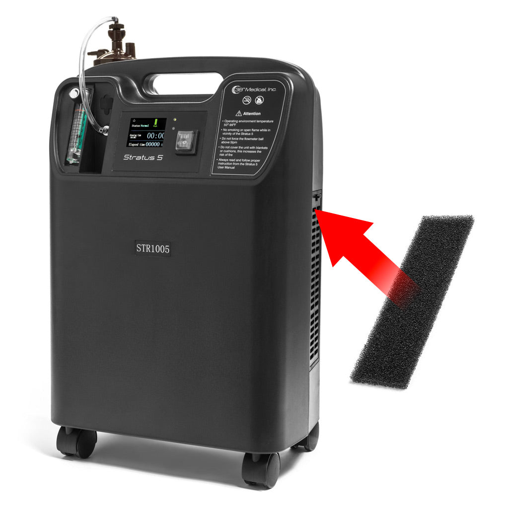 react health stratus 5 oxygen concentrator foam filter placement