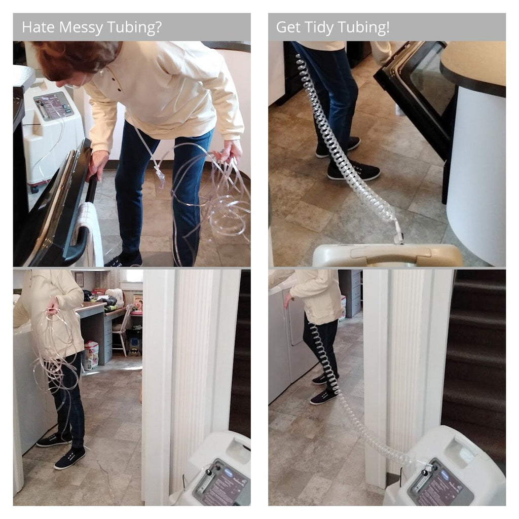 Tidy Tubing Self-Retracting Oxygen Supply Tube (with Free Nasal Cannula) - 5 Foot