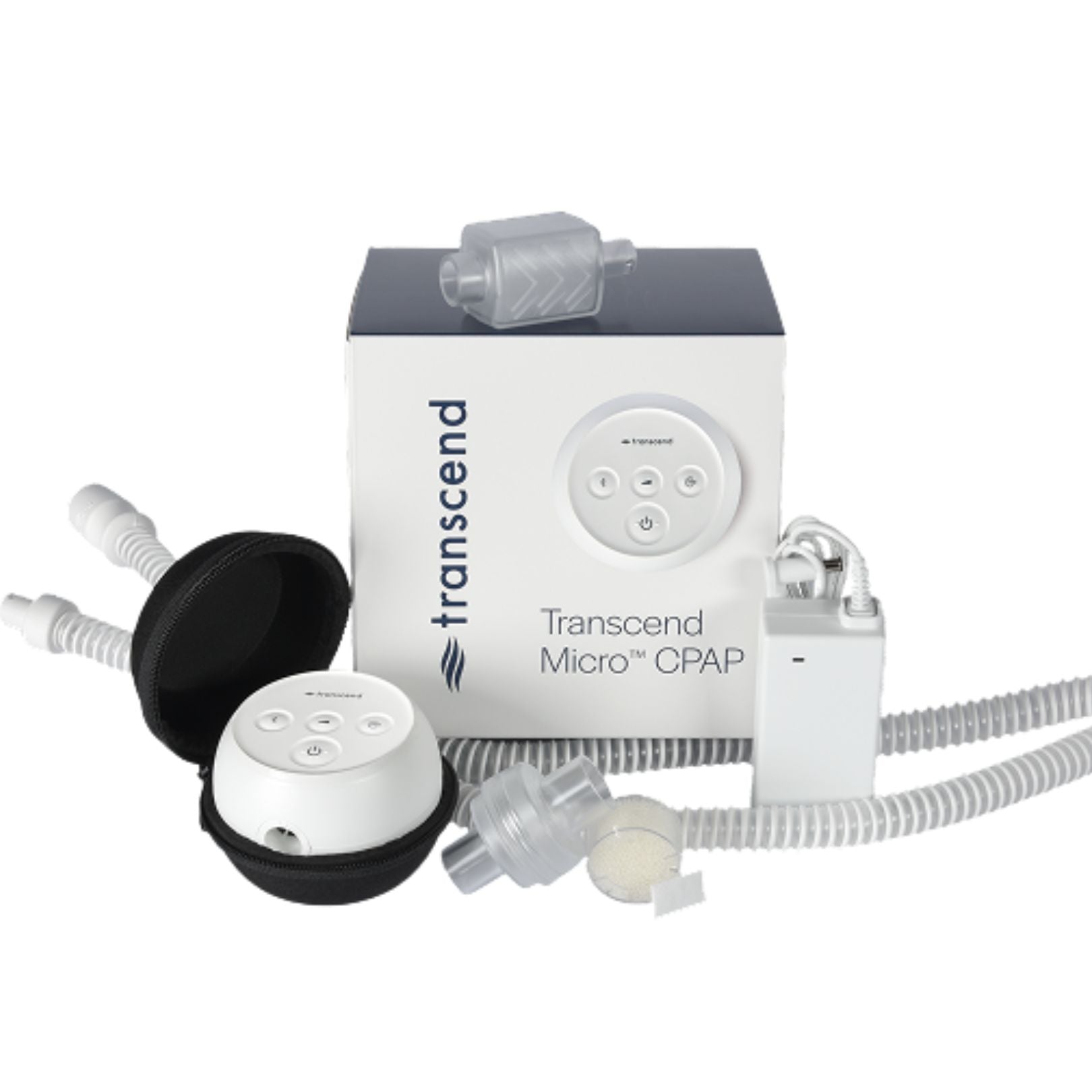 Transcend Micro CPAP device with packaging on a white background
