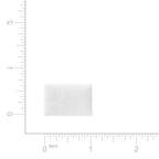 White square sample with measurement scale on a white background