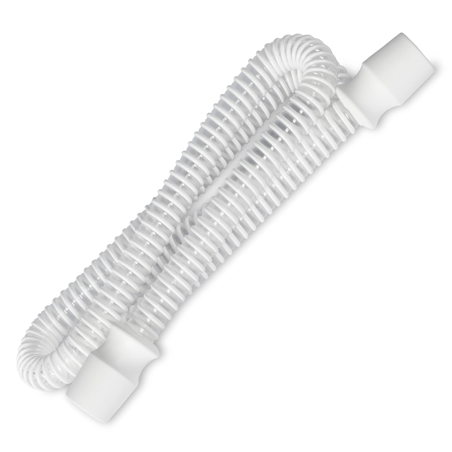 White flexible hose on a white background