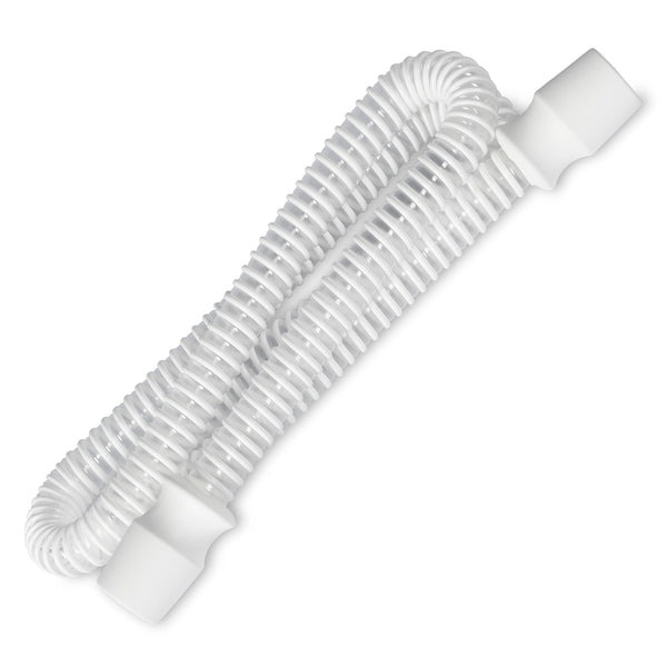 White flexible hose on a white background